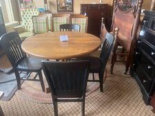 Solid oak table with four oak chairs - $195