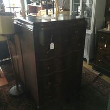 Mahogany serpentine chest of drawers made in Utica - $245