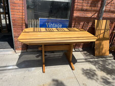 Solid oak trestle table made in America - $225